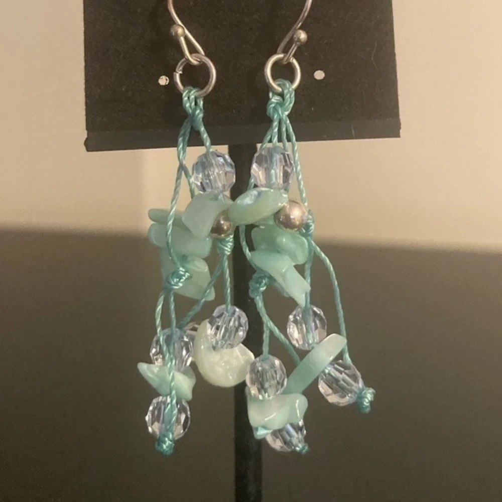 Sea green beaded earrings